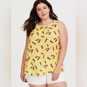 Torrid Yellow Pineapple Georgette Ruffle Tank Blouse Size M Medium 00